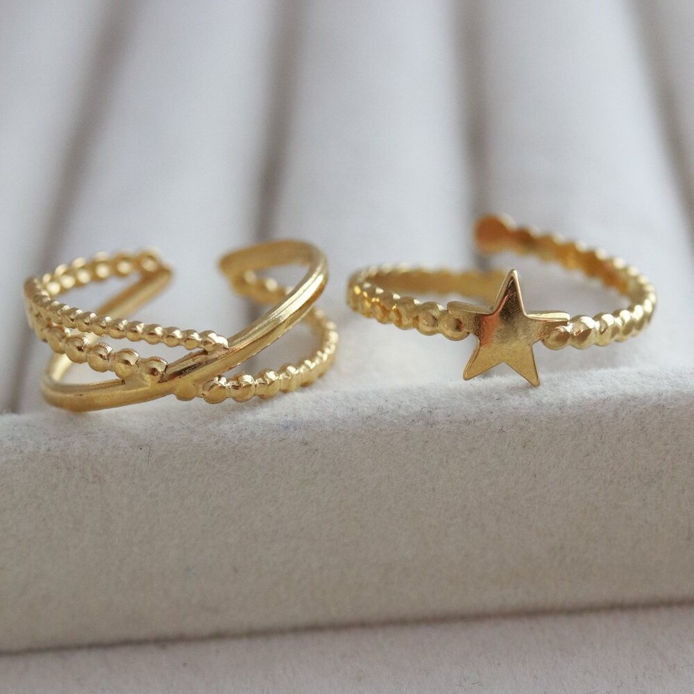 2pcs Stackable Rings Star/Interlocking Style Stai… - image 1